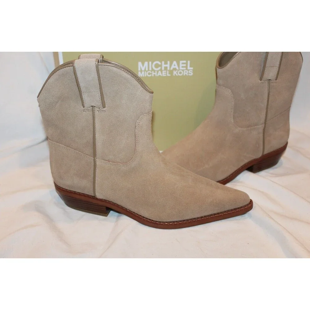 Michael Kors Noemie Women Pointed Toe Leather Pull On Ankle Boots 7.5 $175 HUSK